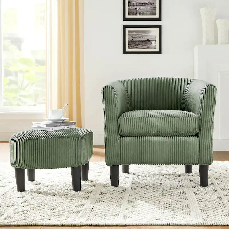 26.38  Corduroy Arm Chair with Ottoman