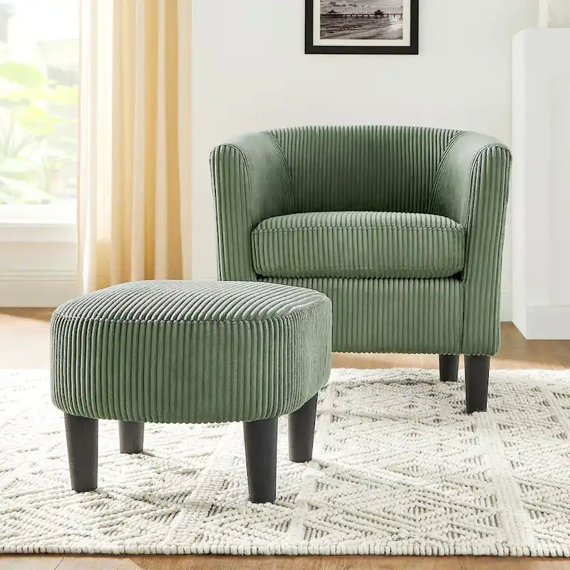 26.38  Corduroy Arm Chair with Ottoman