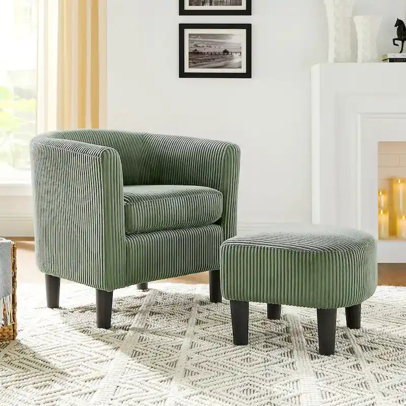 26.38  Corduroy Arm Chair with Ottoman