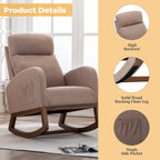 Modern 27  Upholstered Rocking Chair with Wood Legs and Side Pocket