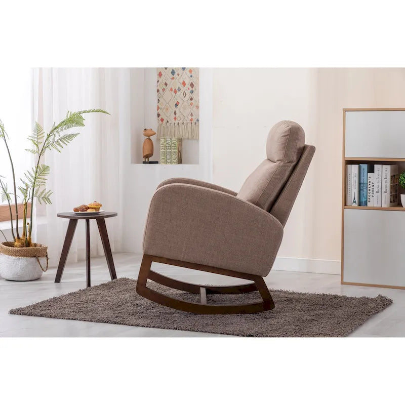 Modern 27  Upholstered Rocking Chair with Wood Legs and Side Pocket