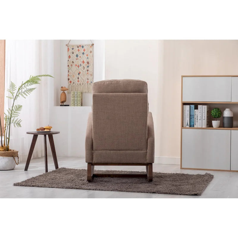 Modern 27  Upholstered Rocking Chair with Wood Legs and Side Pocket