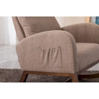 Modern 27  Upholstered Rocking Chair with Wood Legs and Side Pocket