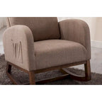 Modern 27  Upholstered Rocking Chair with Wood Legs and Side Pocket