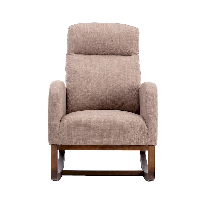 Modern 27  Upholstered Rocking Chair with Wood Legs and Side Pocket