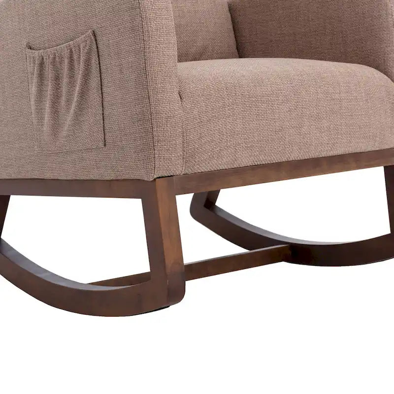 Modern 27  Upholstered Rocking Chair with Wood Legs and Side Pocket