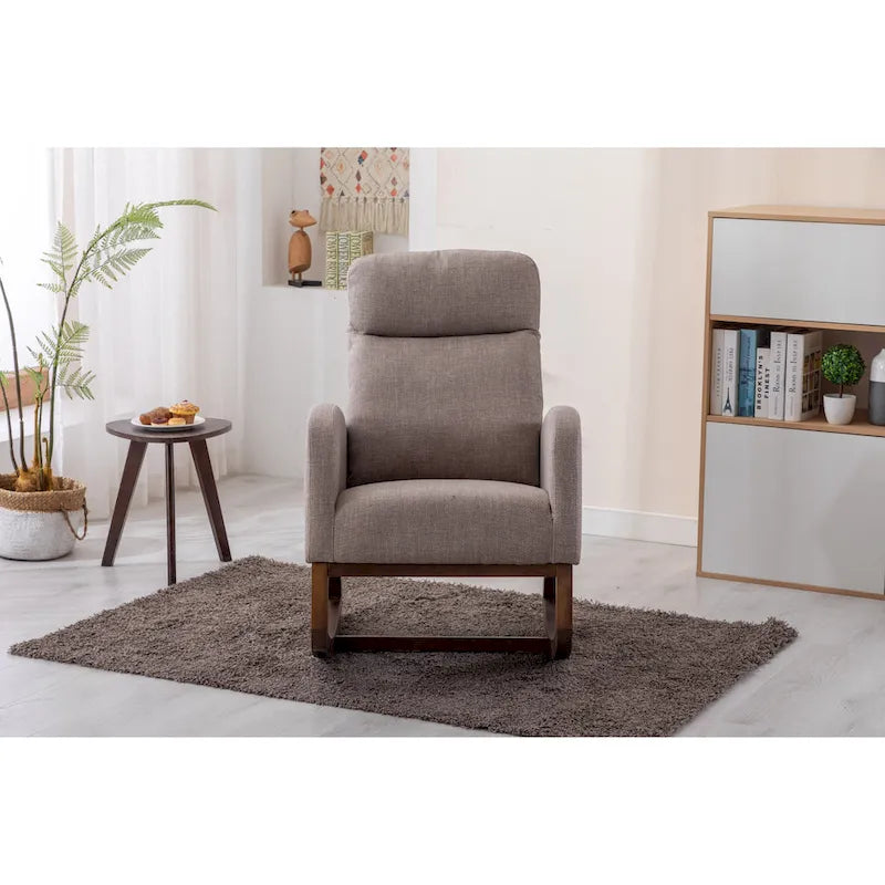 Modern 27  Upholstered Rocking Chair with Wood Legs and Side Pocket