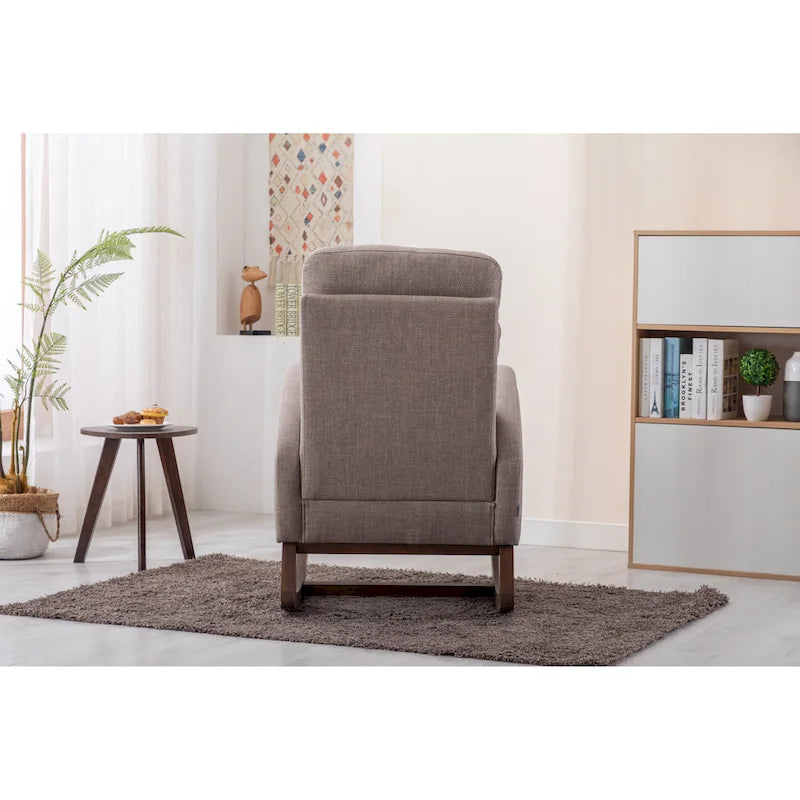 Modern 27  Upholstered Rocking Chair with Wood Legs and Side Pocket