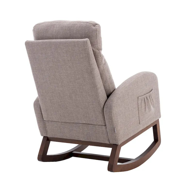 Modern 27  Upholstered Rocking Chair with Wood Legs and Side Pocket