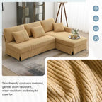 Yellow 87  L-Shaped 3-Seater Sofa with Reversible Chaise and 3 Cushions, Space-Saving Design for Living Room