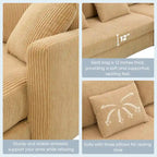 Yellow 87  L-Shaped 3-Seater Sofa with Reversible Chaise and 3 Cushions, Space-Saving Design for Living Room