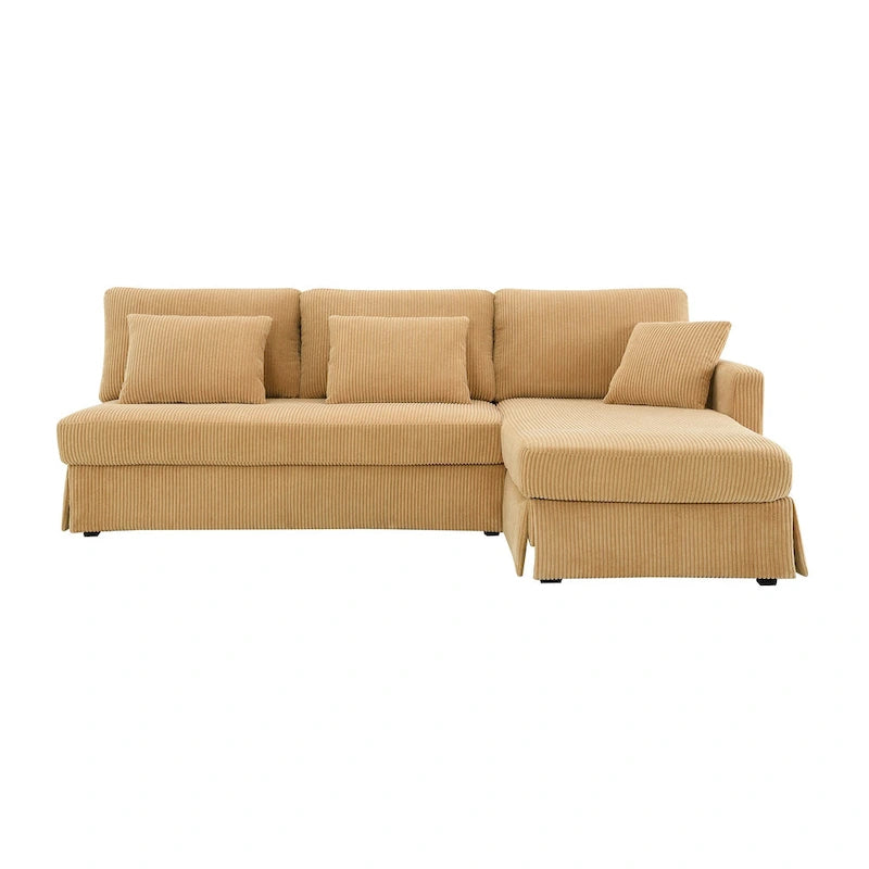 Yellow 87  L-Shaped 3-Seater Sofa with Reversible Chaise and 3 Cushions, Space-Saving Design for Living Room