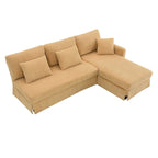 Yellow 87  L-Shaped 3-Seater Sofa with Reversible Chaise and 3 Cushions, Space-Saving Design for Living Room