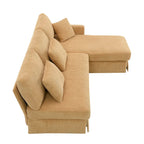 Yellow 87  L-Shaped 3-Seater Sofa with Reversible Chaise and 3 Cushions, Space-Saving Design for Living Room