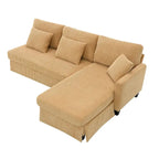 Yellow 87  L-Shaped 3-Seater Sofa with Reversible Chaise and 3 Cushions, Space-Saving Design for Living Room
