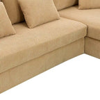 Yellow 87  L-Shaped 3-Seater Sofa with Reversible Chaise and 3 Cushions, Space-Saving Design for Living Room