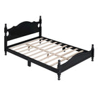 Retro Pine Platform Bed with Headboard and Footboard