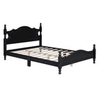 Retro Pine Platform Bed with Headboard and Footboard