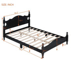 Retro Pine Platform Bed with Headboard and Footboard