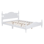 Retro Pine Platform Bed with Headboard and Footboard