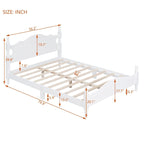 Retro Pine Platform Bed with Headboard and Footboard