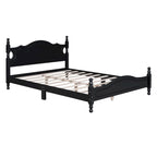 Retro Pine Platform Bed with Headboard and Footboard
