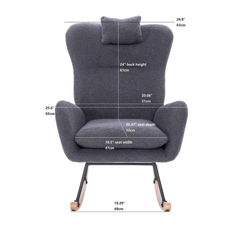 Teddy Upholstered Nursery Rocking Chair for Living Room Bedroom