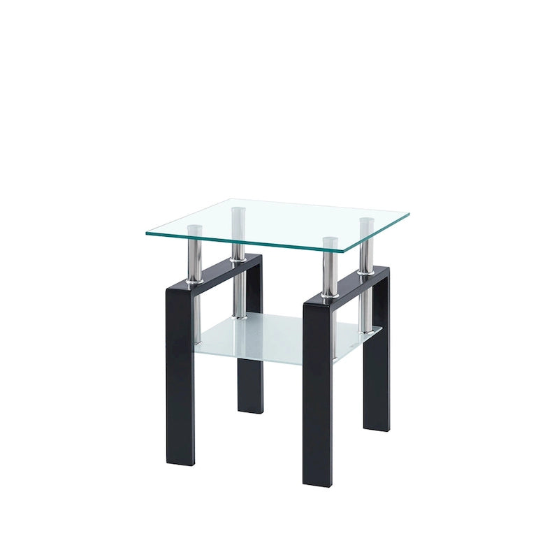 Tempered Transparent Glass Table with Storage