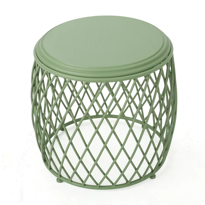 Bryony 19-inch Round Lattice Side Table
