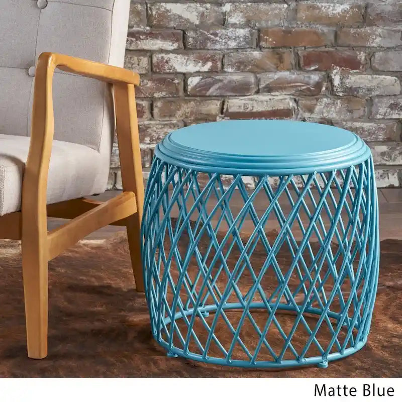 Bryony 19-inch Round Lattice Side Table