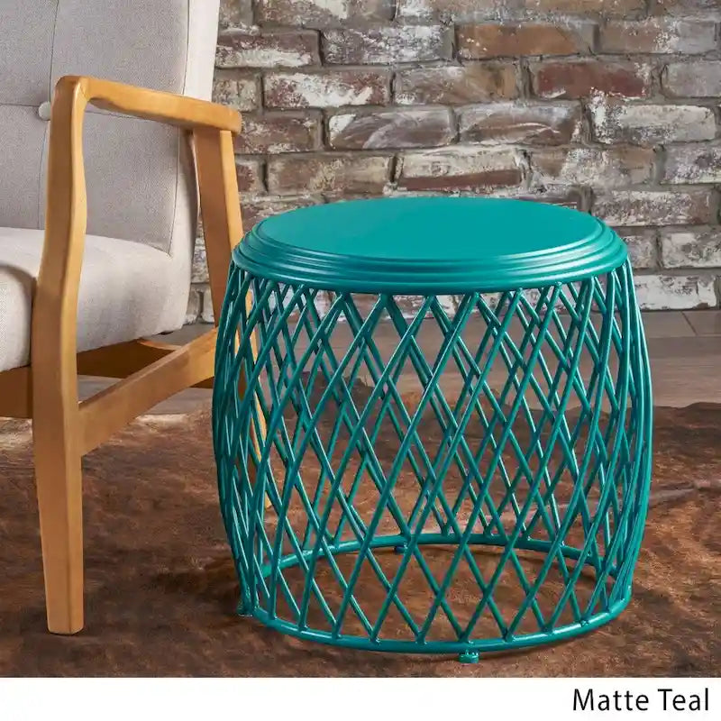 Bryony 19-inch Round Lattice Side Table