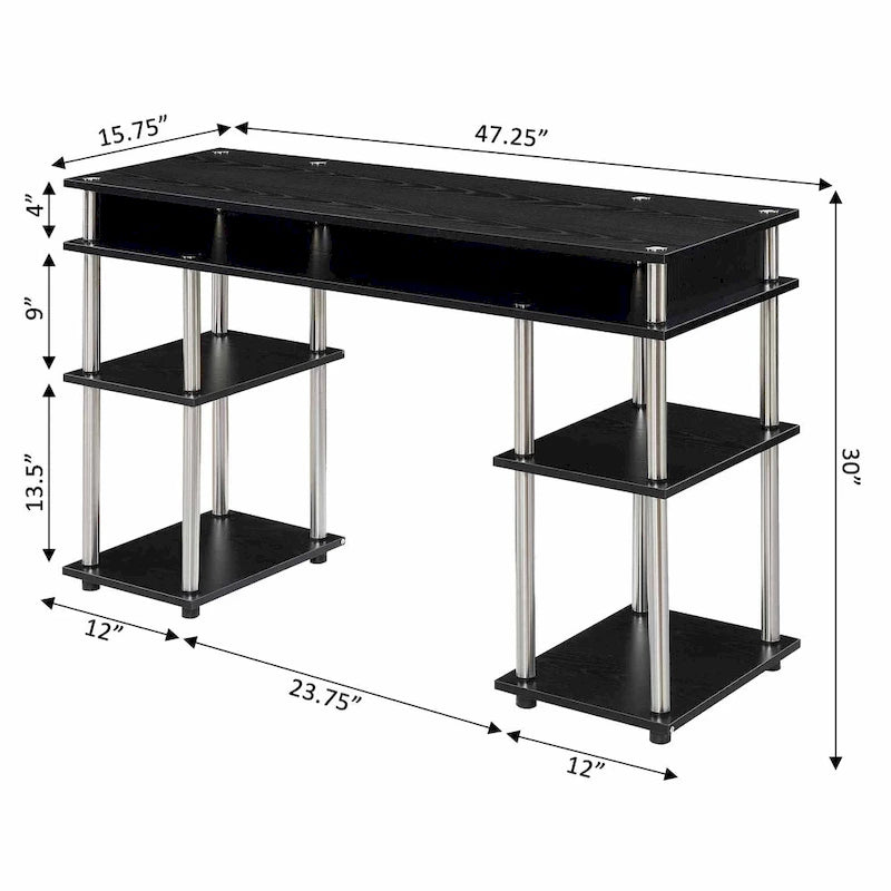 No Tools Student Desk with Shelves
