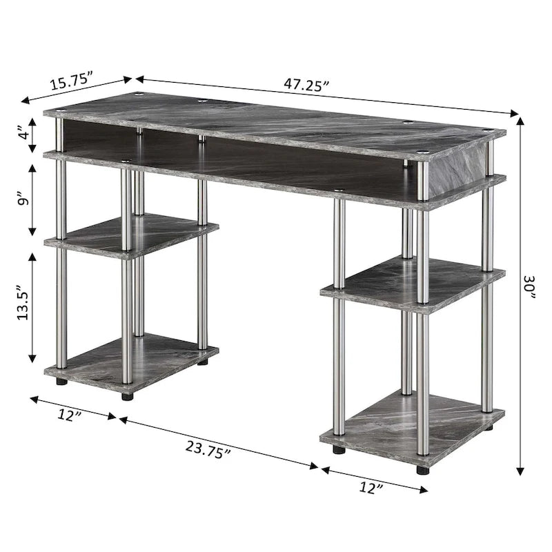 No Tools Student Desk with Shelves