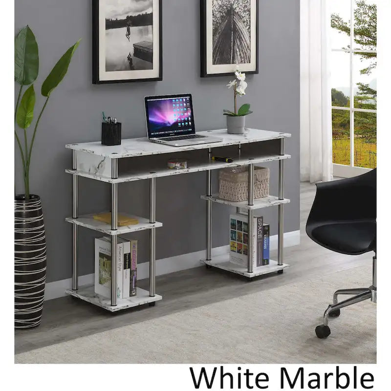 No Tools Student Desk with Shelves