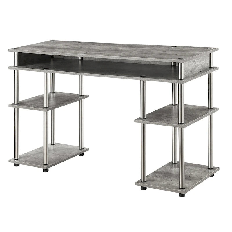 No Tools Student Desk with Shelves