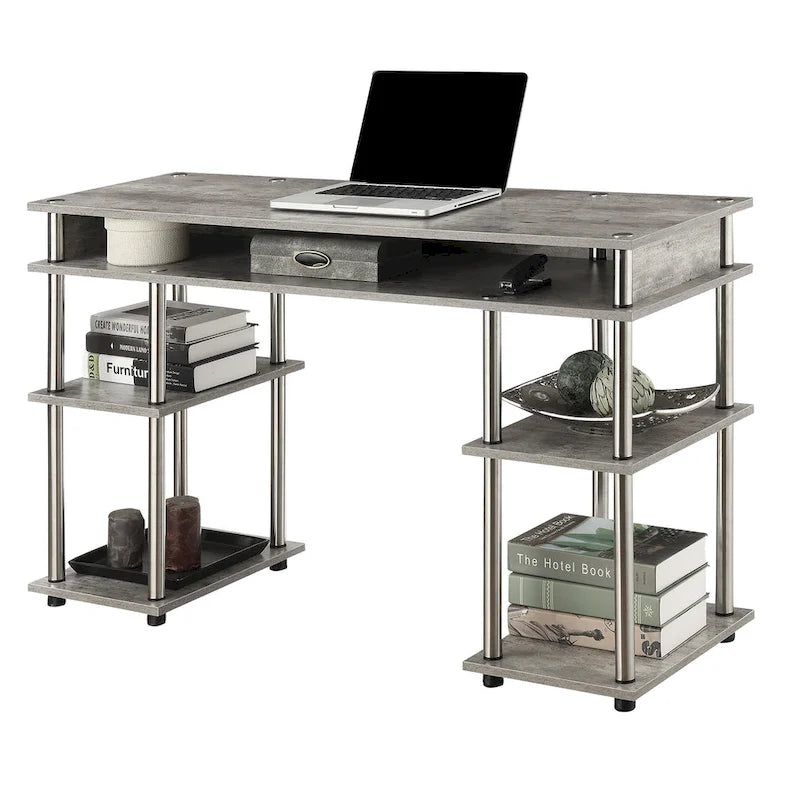 No Tools Student Desk with Shelves