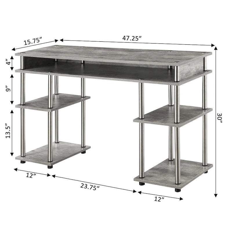 No Tools Student Desk with Shelves