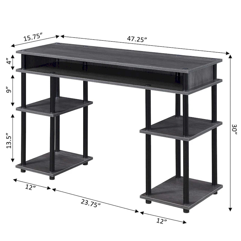 No Tools Student Desk with Shelves
