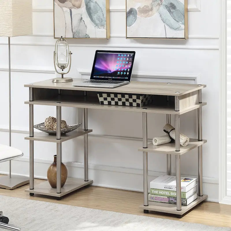 No Tools Student Desk with Shelves