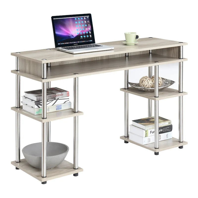 No Tools Student Desk with Shelves