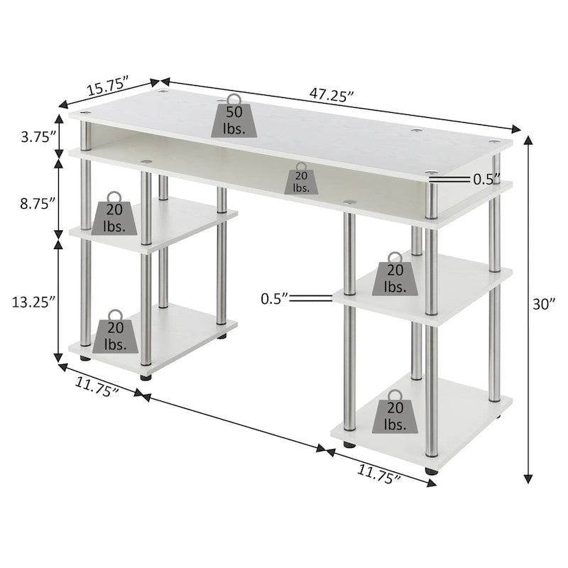 No Tools Student Desk with Shelves