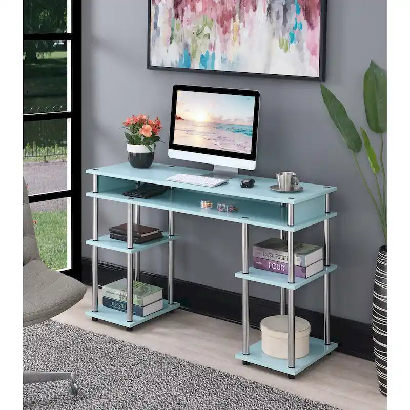 No Tools Student Desk with Shelves