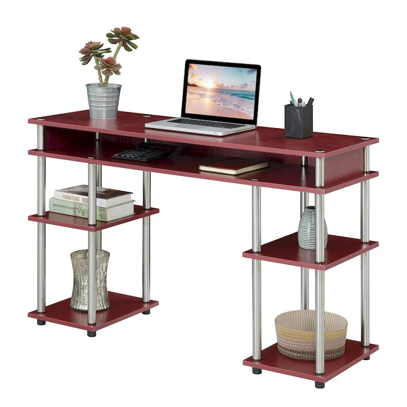 No Tools Student Desk with Shelves