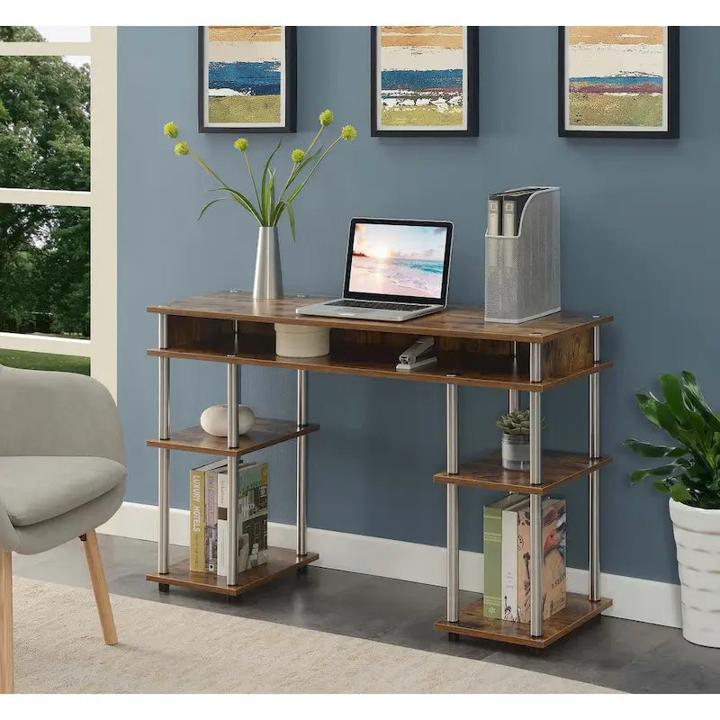No Tools Student Desk with Shelves