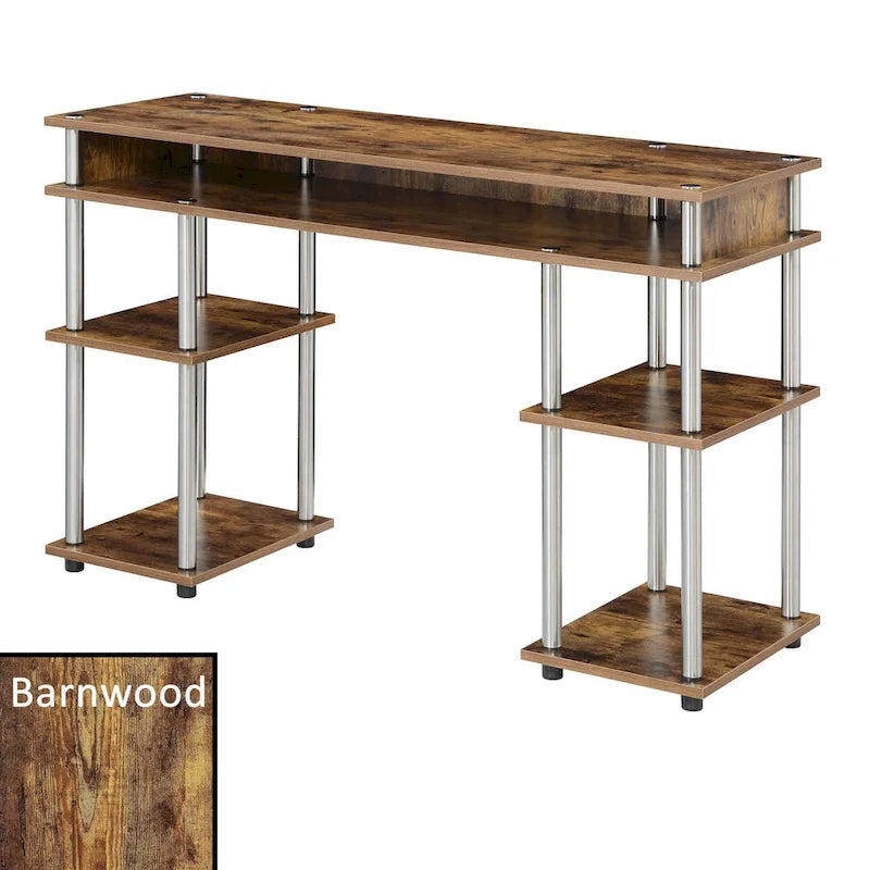 No Tools Student Desk with Shelves