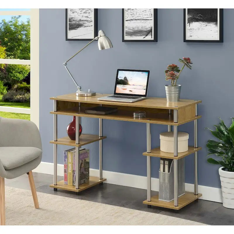 No Tools Student Desk with Shelves