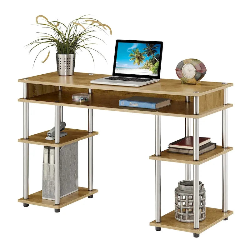 No Tools Student Desk with Shelves