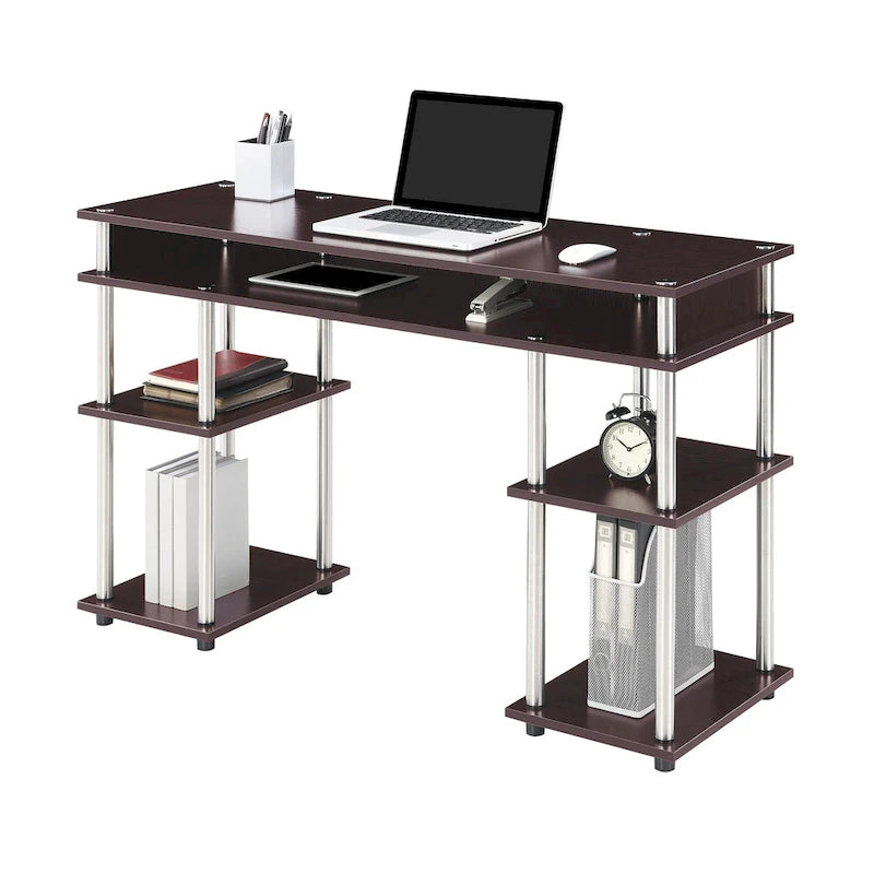 No Tools Student Desk with Shelves