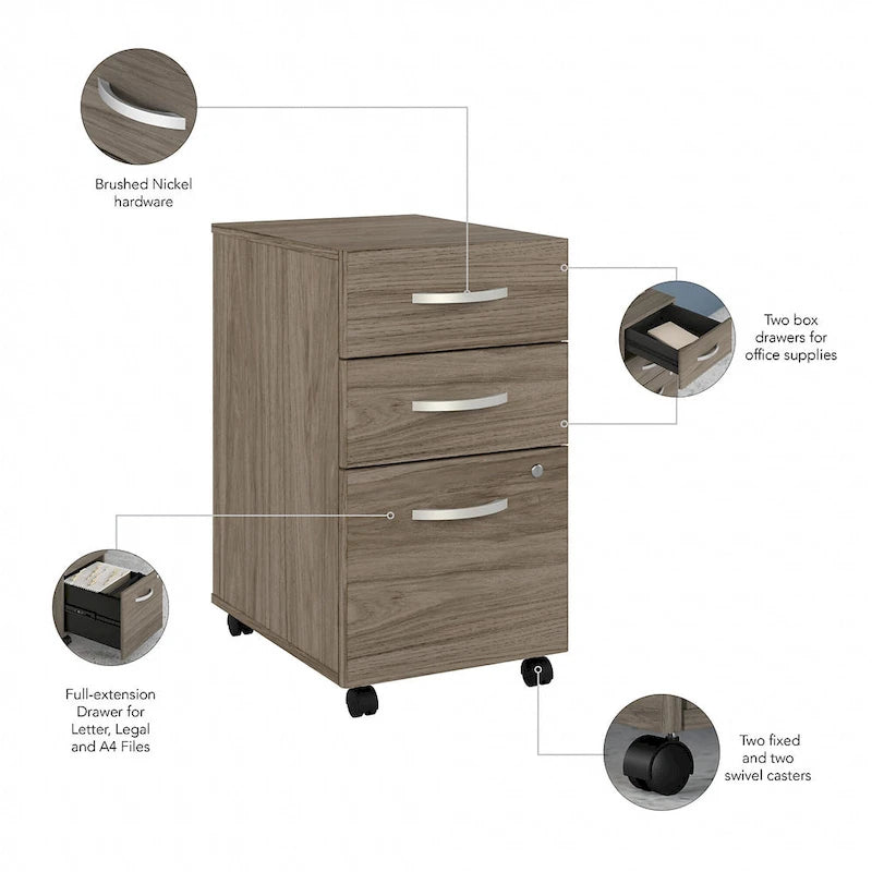 Hybrid 3 Drawer Mobile File Cabinet