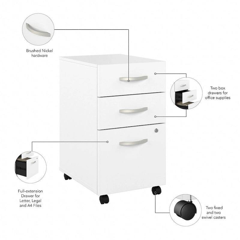 Hybrid 3 Drawer Mobile File Cabinet